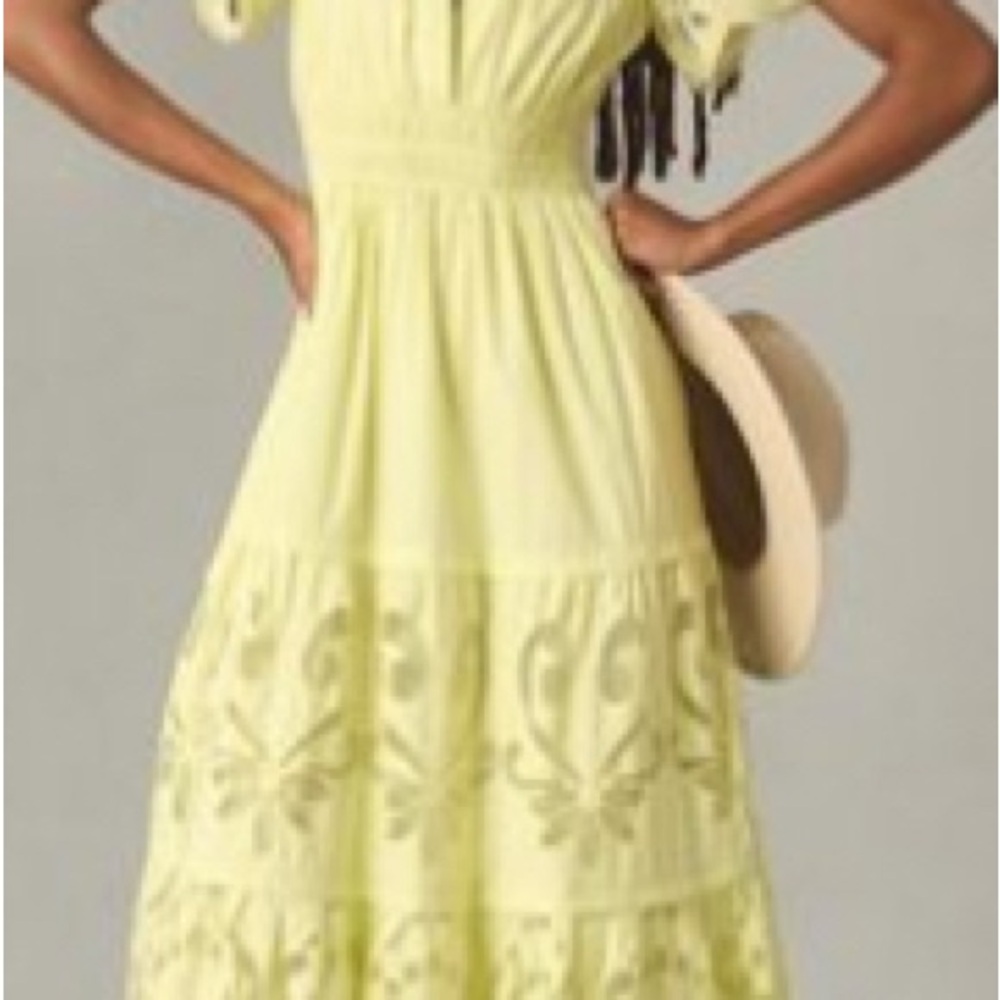 Anthropologie Yellow Sleeveless Sundress Maxi